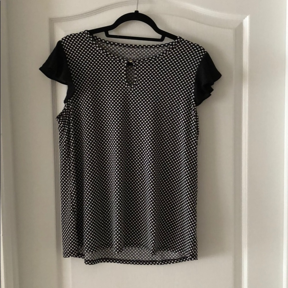 Catherine Malandrino black white polka dot blouse